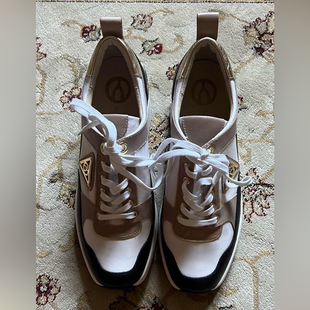 Stylish White and Brown Sneakers